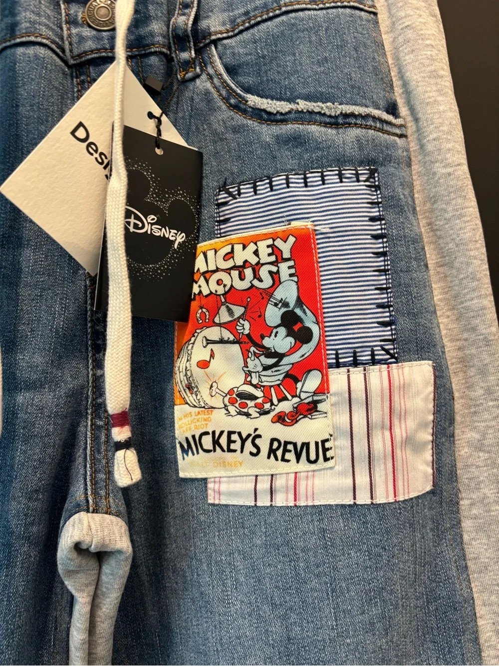 Desigual Combined Mickey Mouse Jogger Medium Denim Sweatpants Disney Pants NWT